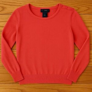 Ann Taylor Coral Button-Shoulder Sweater - Size L